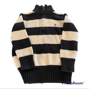 Polo Ralph Lauren Stripe Cotton Quarter Zip Pullover Knit Sweater